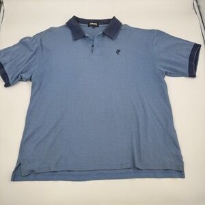 Vintage Bandon Dunes Ashworth Mens Large Blue Ribbed Short Sleeve Golf Polo